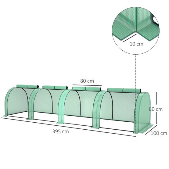 Mini serre tunnel pour tomates et légumes culture au sol acier PE 4x1m Vert - ComfortXL Outdoor Living - Image 5