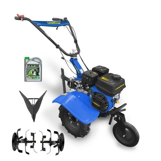 Motoculteur thermique 208 cc - 7 CV GOODYEAR avec roues, fraises et soc - Image 1