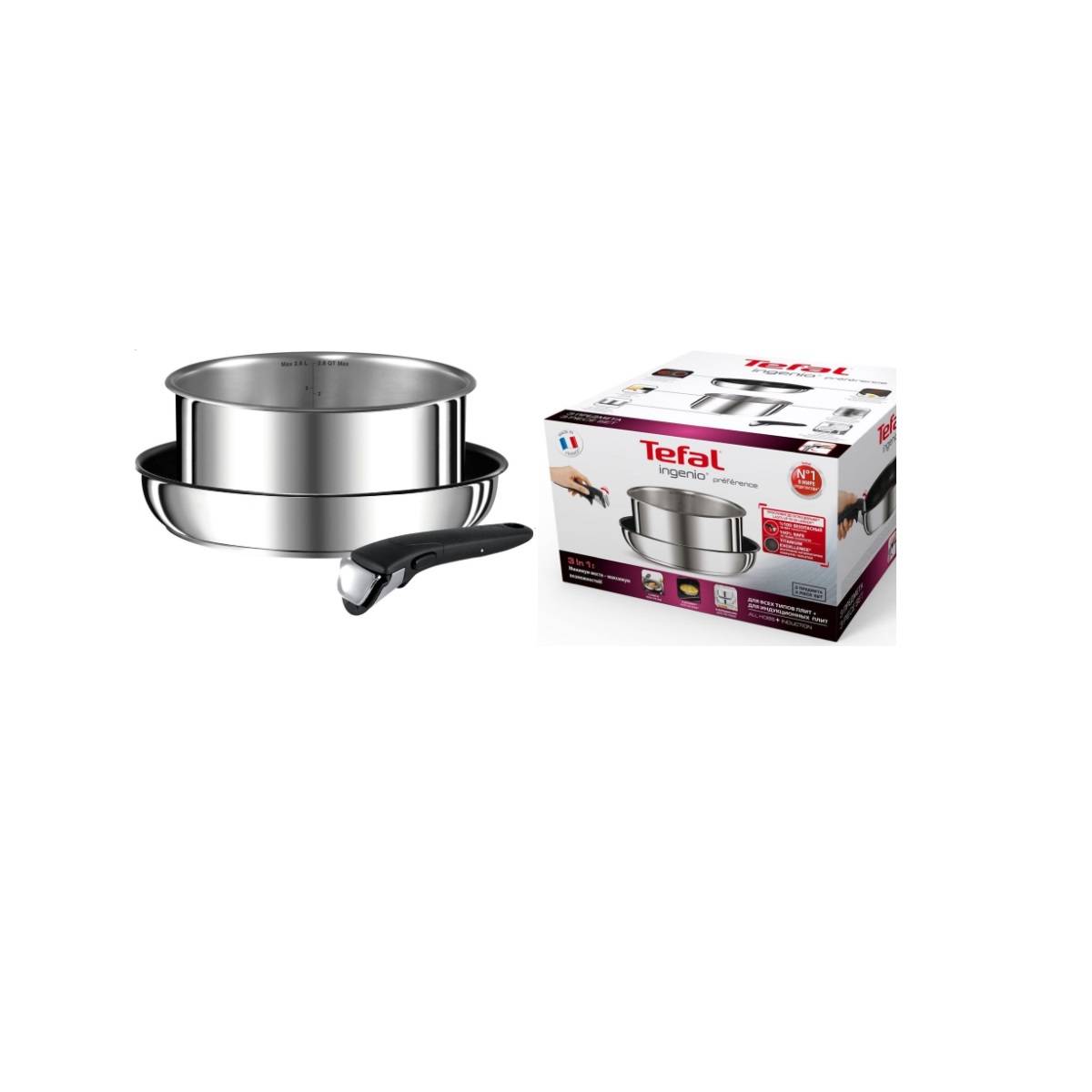 Lot de poêle 24cm + casserole 20cm  + poignée L9408672 Tefal - Image 2