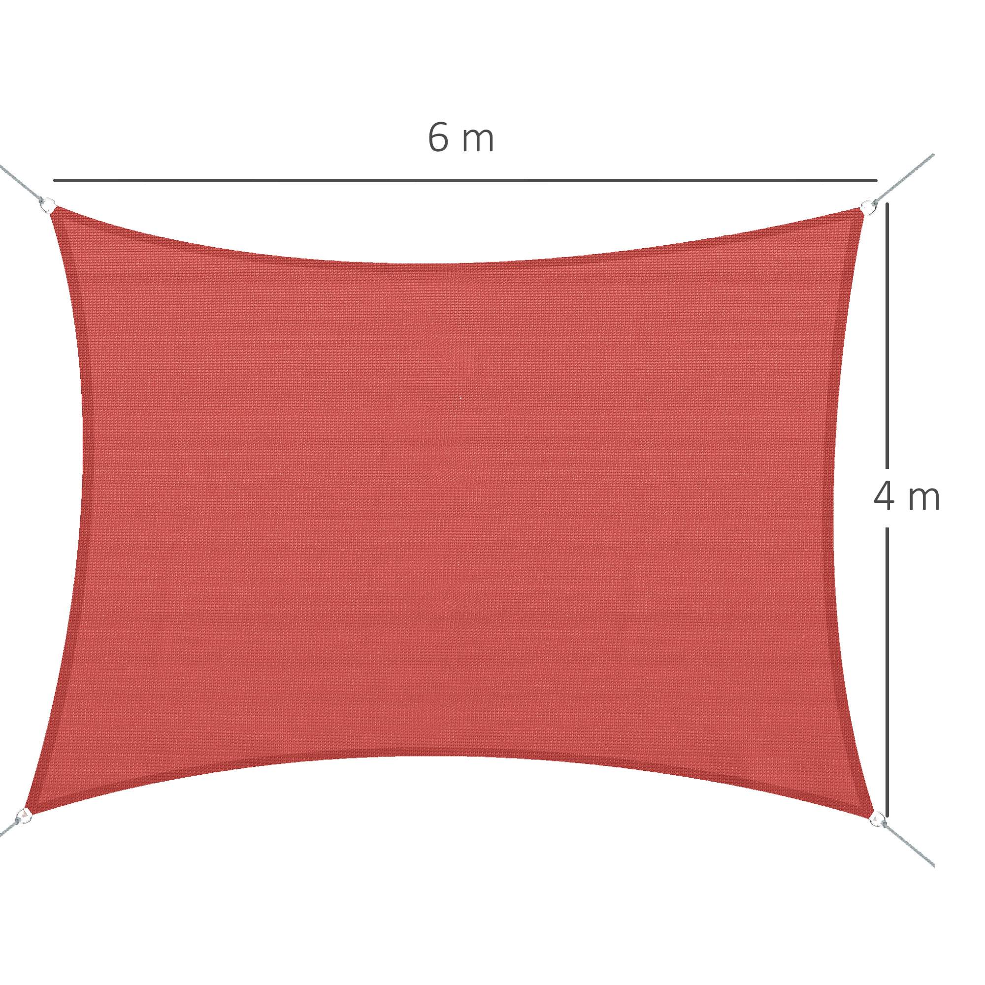 Voile d'ombrage Voile solaire - rectangulaire 4x6m anti-UV HDPE, brique terracotta fr228 - Image 5