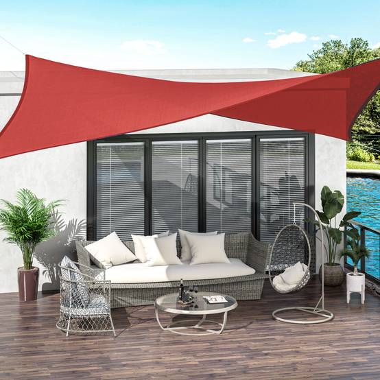 Voile d'ombrage Voile solaire - rectangulaire 4x6m anti-UV HDPE, brique terracotta fr228 - Image 3