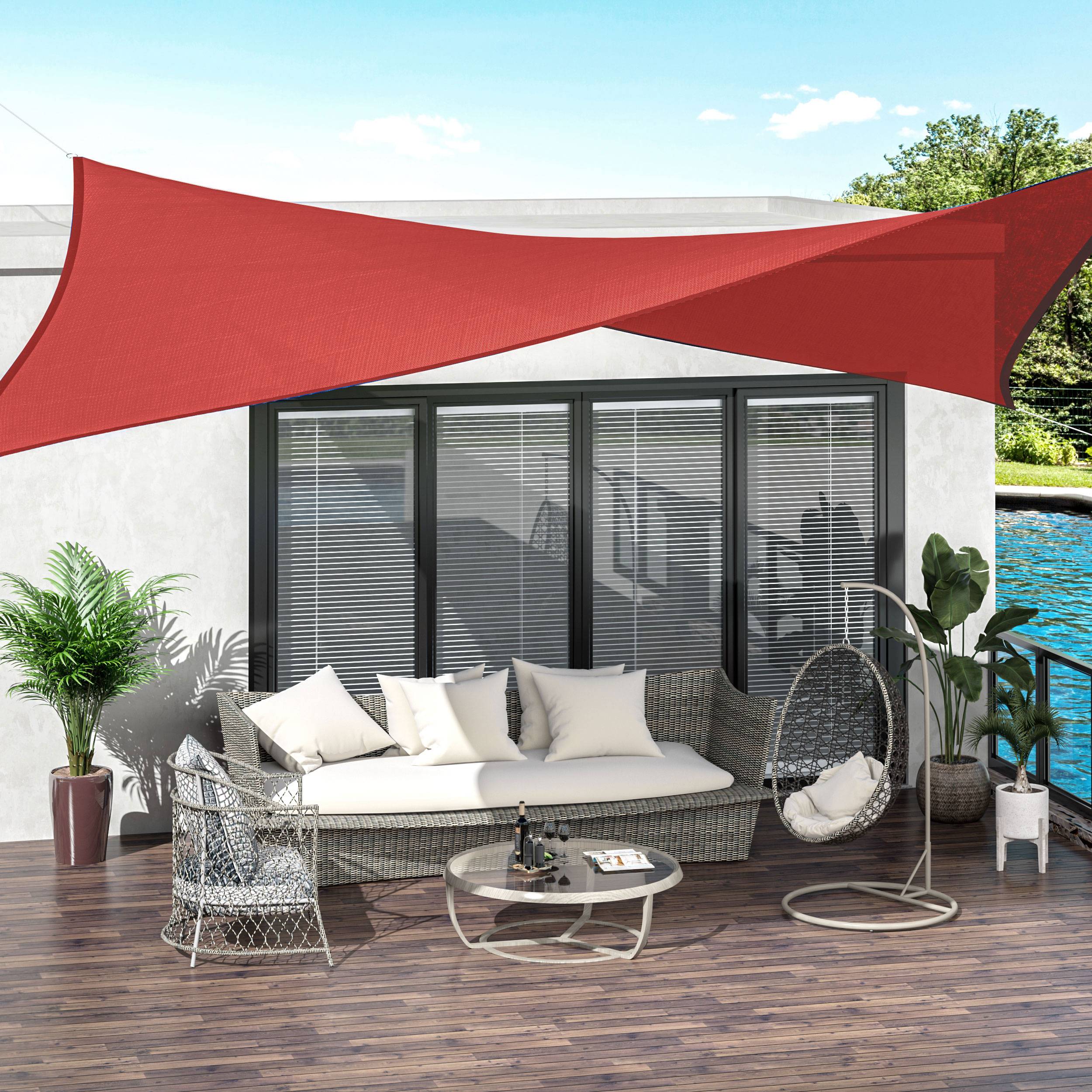 Voile d'ombrage Voile solaire - rectangulaire 4x6m anti-UV HDPE, brique terracotta fr228 - Image 3