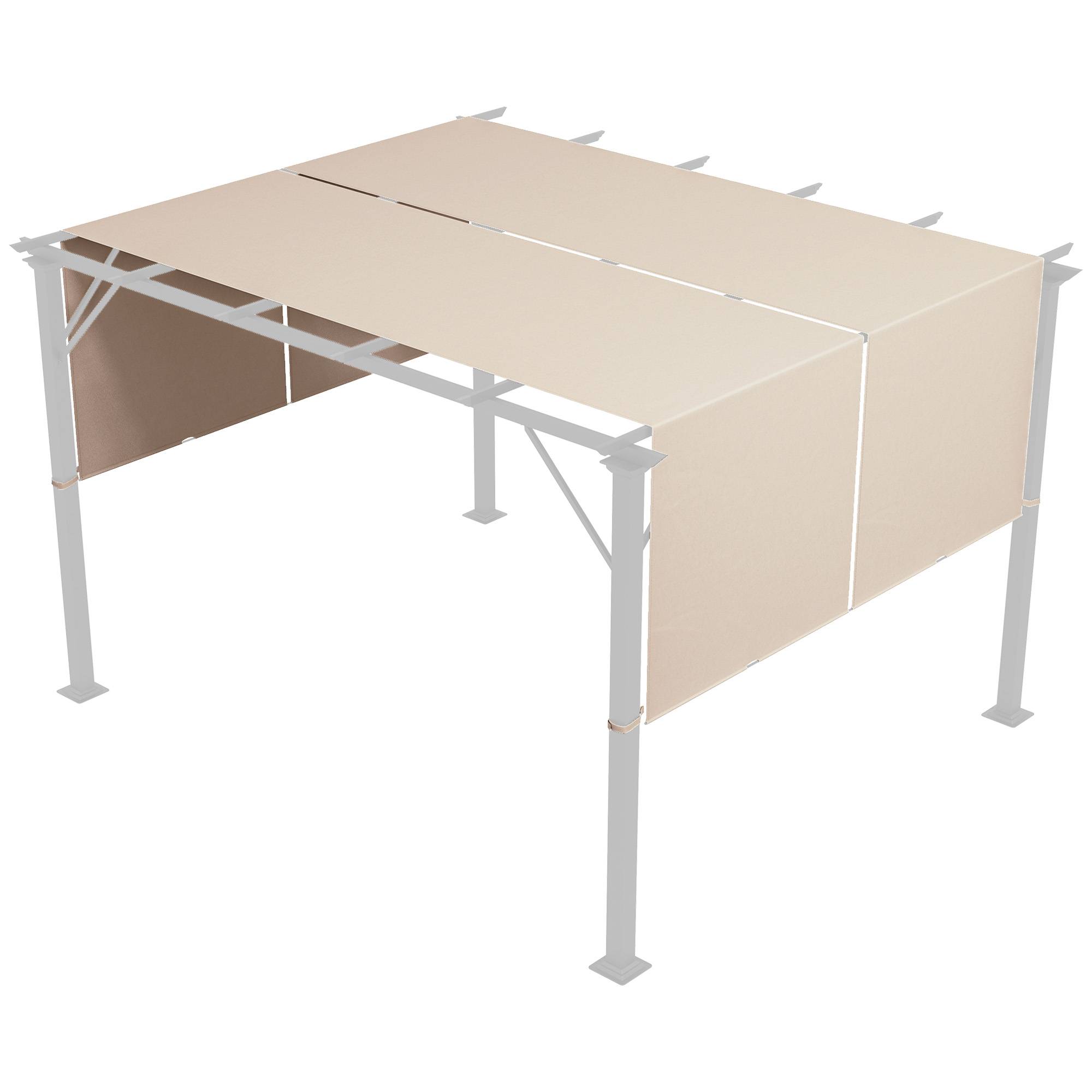 Lot de 2 Toiles de Rechange Polyester pour Pergola Rétractable Protection Anti-UV Kaki - ComfortXL Outdoor Living - Image 1