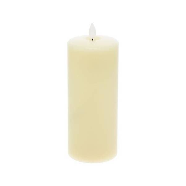 Bougie lumineuse LED cylindrique en cire ivoire flamme vacillante piles 18cm Timer blanc chaud Lotti - Image 4