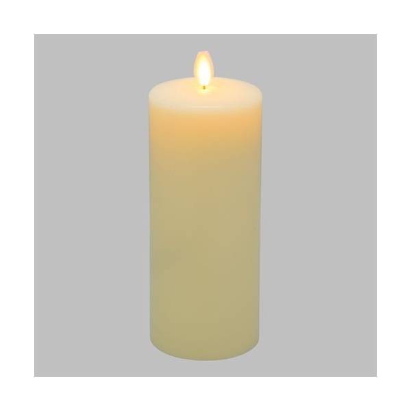 Bougie lumineuse LED cylindrique en cire ivoire flamme vacillante piles 18cm Timer blanc chaud Lotti - Image 2