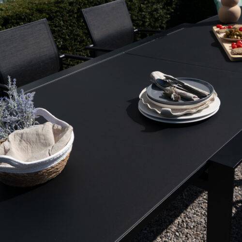 Wilsa Garden - Table de jardin en aluminium extensible et verre poli noir 8/12 places MODULO - Image 5