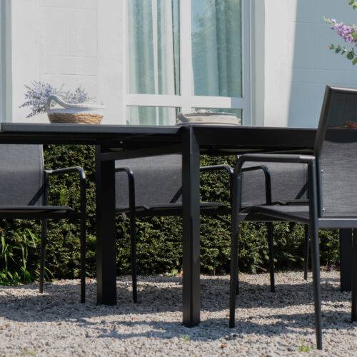 Wilsa Garden - Table de jardin en aluminium extensible et verre poli noir 8/12 places MODULO - Image 4