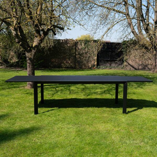Wilsa Garden - Table de jardin en aluminium extensible et verre poli noir 8/12 places MODULO - Image 3