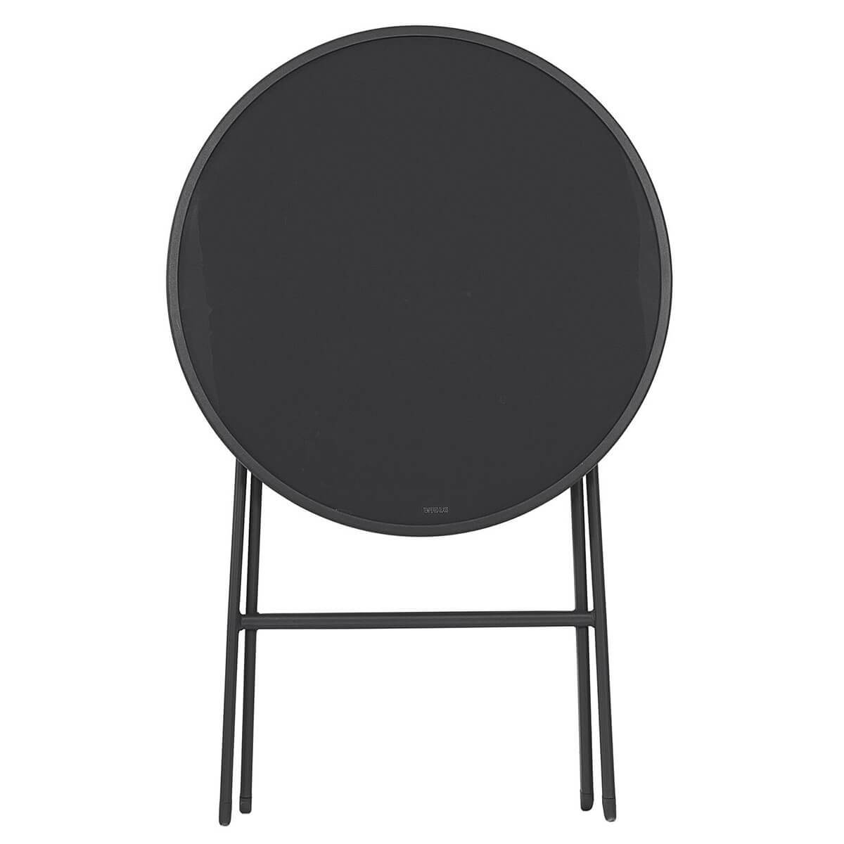 ALTOBUY - Table Pliante de Jardin Ronde Grise en Métal et Verre Trempé - SOHAN - Image 3