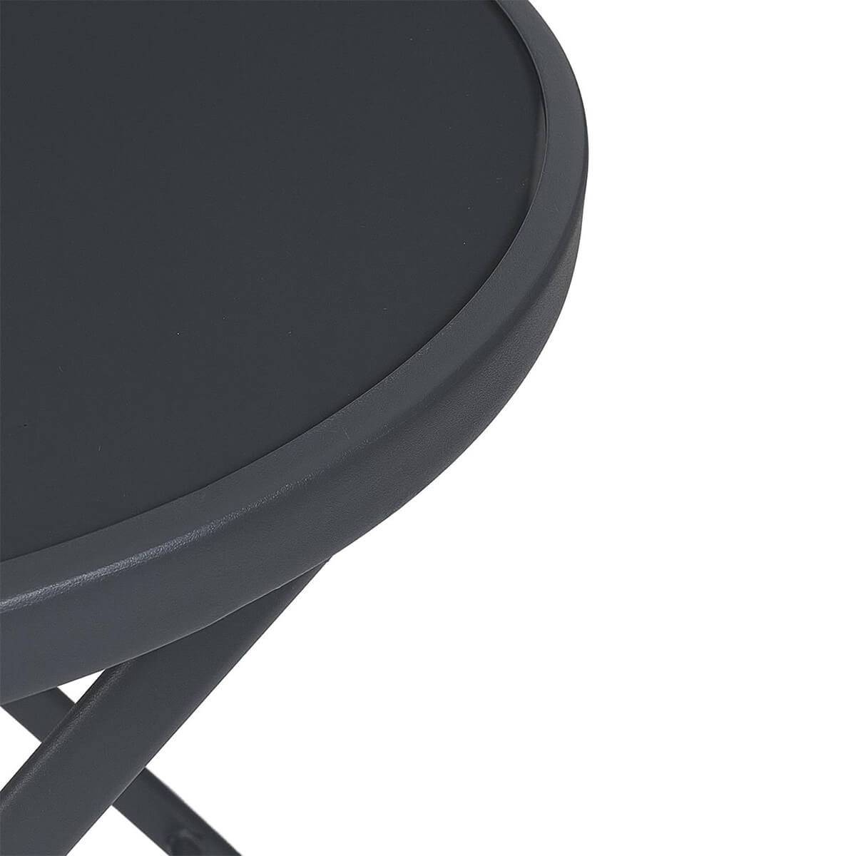 ALTOBUY - Table Pliante de Jardin Ronde Grise en Métal et Verre Trempé - SOHAN - Image 5
