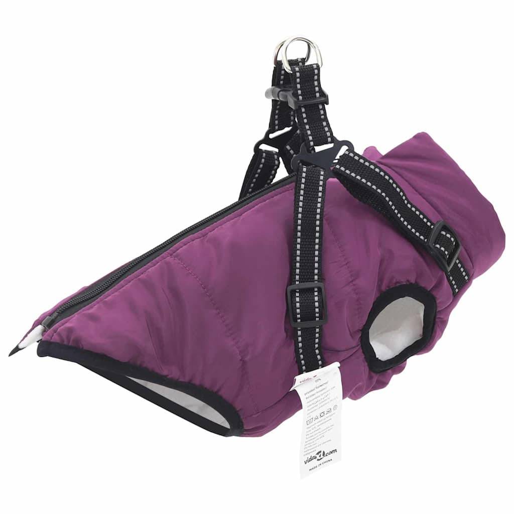 Doudoune Chien Polaire Imperméable Harnais Réglable M Violet - ComfortXL Outdoor Living
