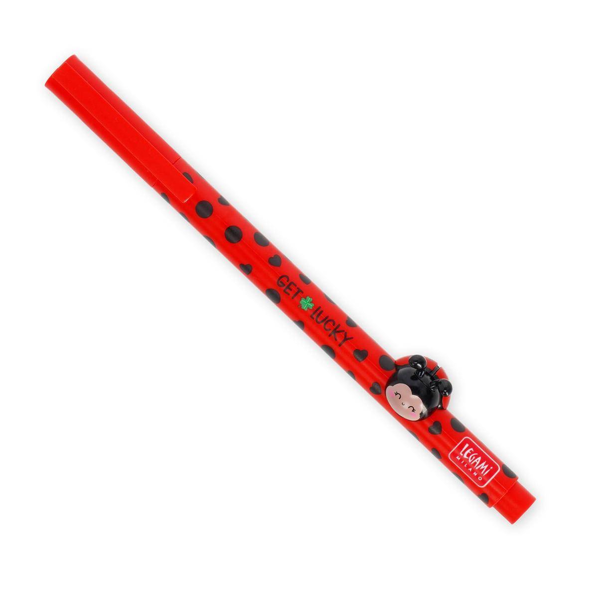 Papeterie LEGAMI Stylo à bille gel avec petit animal décoratif - Lovely Friends - motif Ladybug