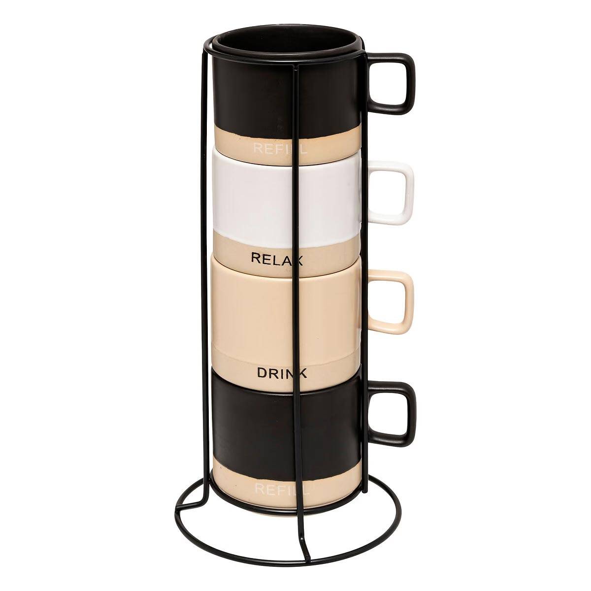 Lot de 4 Mugs sur Rack "Luca" 24cl Multicolore - Image 1
