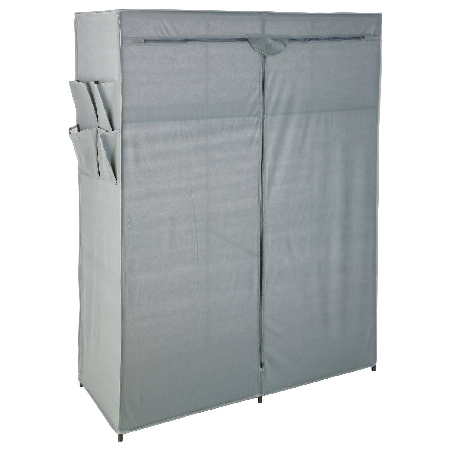 Armoire en tissu avec 2 penderies, 2 étagères et poches de rangement - Gris anthracite - Five Simply Smart - Image 2