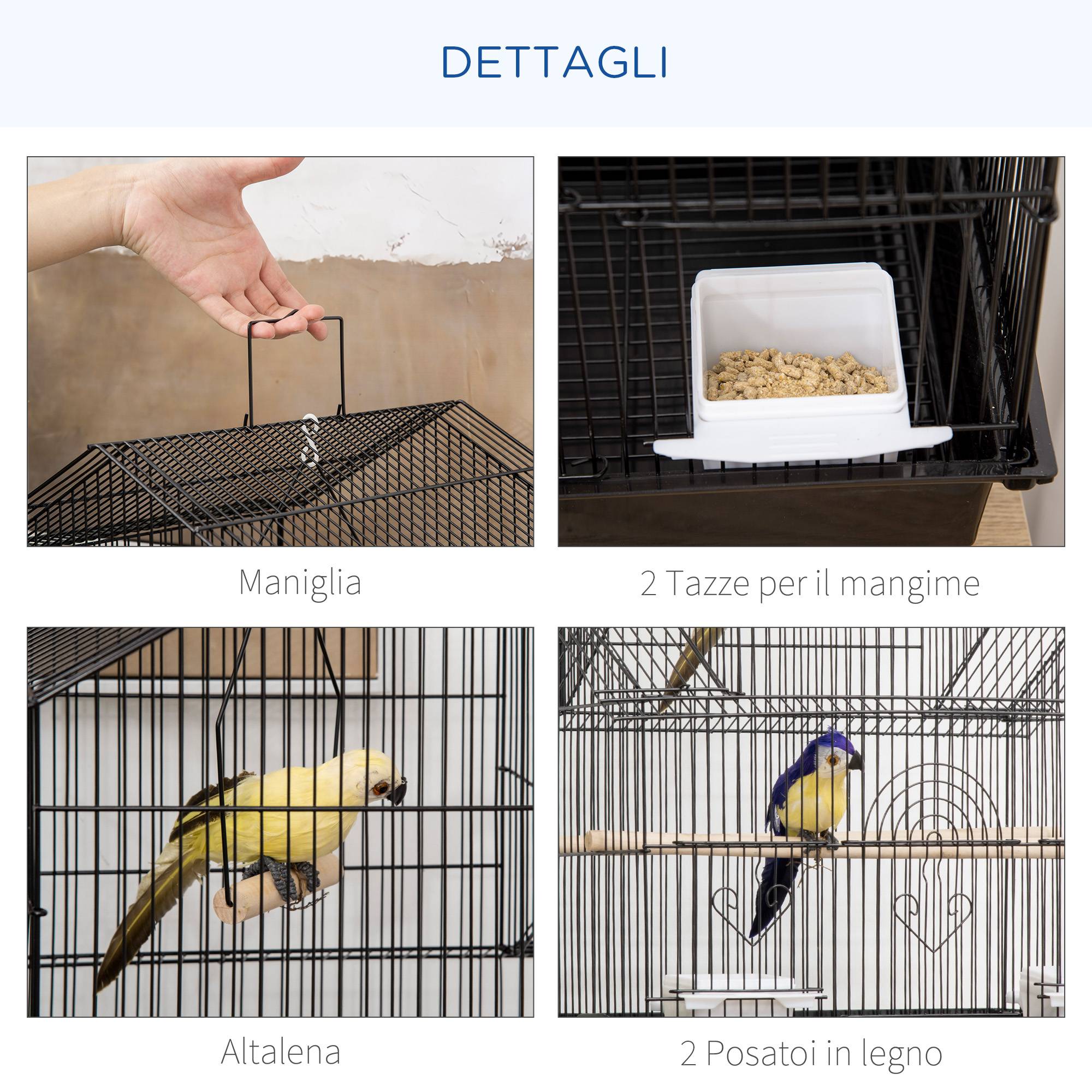 ComfortXL - Cage à oiseaux métal et plastique noire 50,5 x 41 x 63 cm avec poignée pour petits oiseaux - ComfortXL Outdoor Living - Image 6