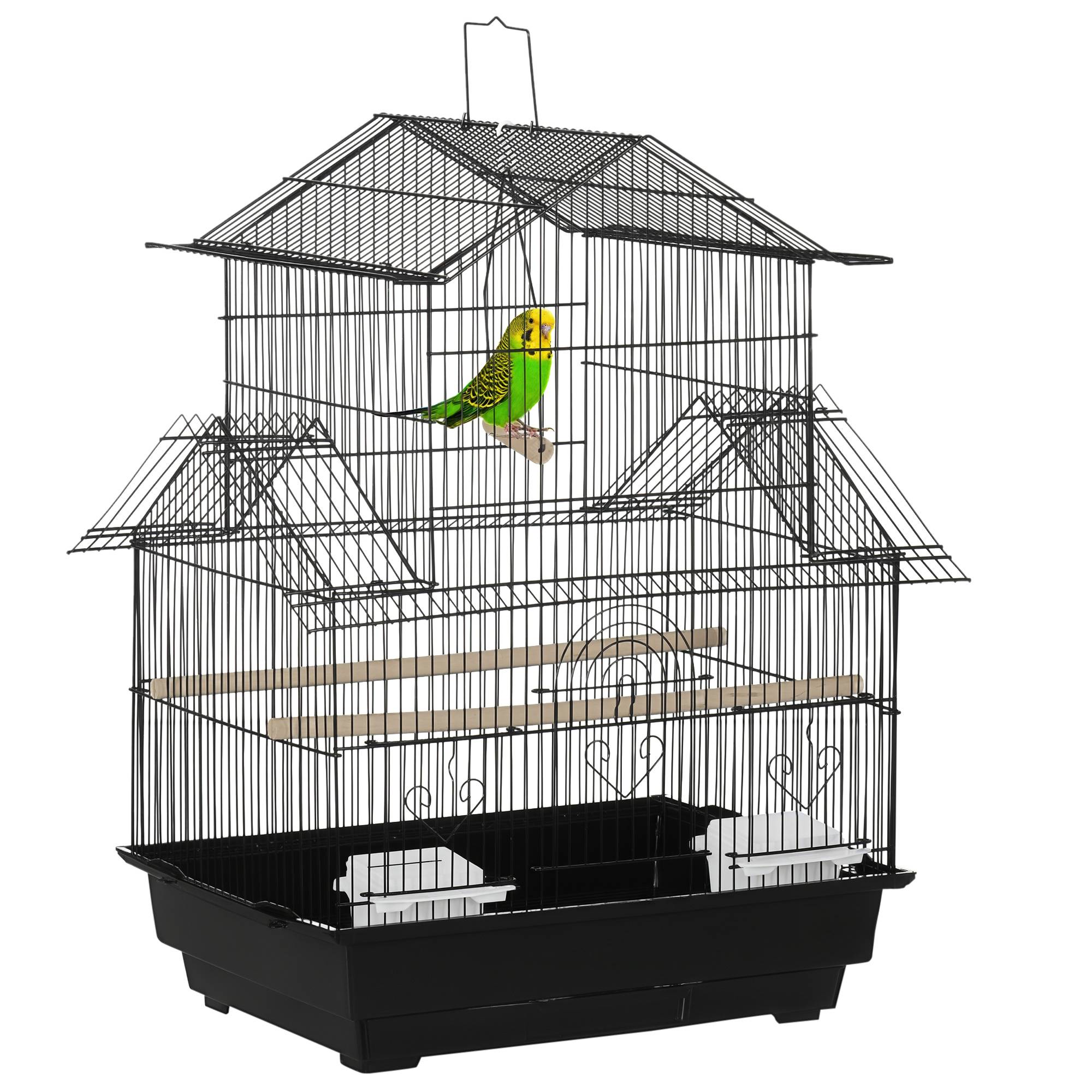 ComfortXL - Cage à oiseaux métal et plastique noire 50,5 x 41 x 63 cm avec poignée pour petits oiseaux - ComfortXL Outdoor Living - Image 1