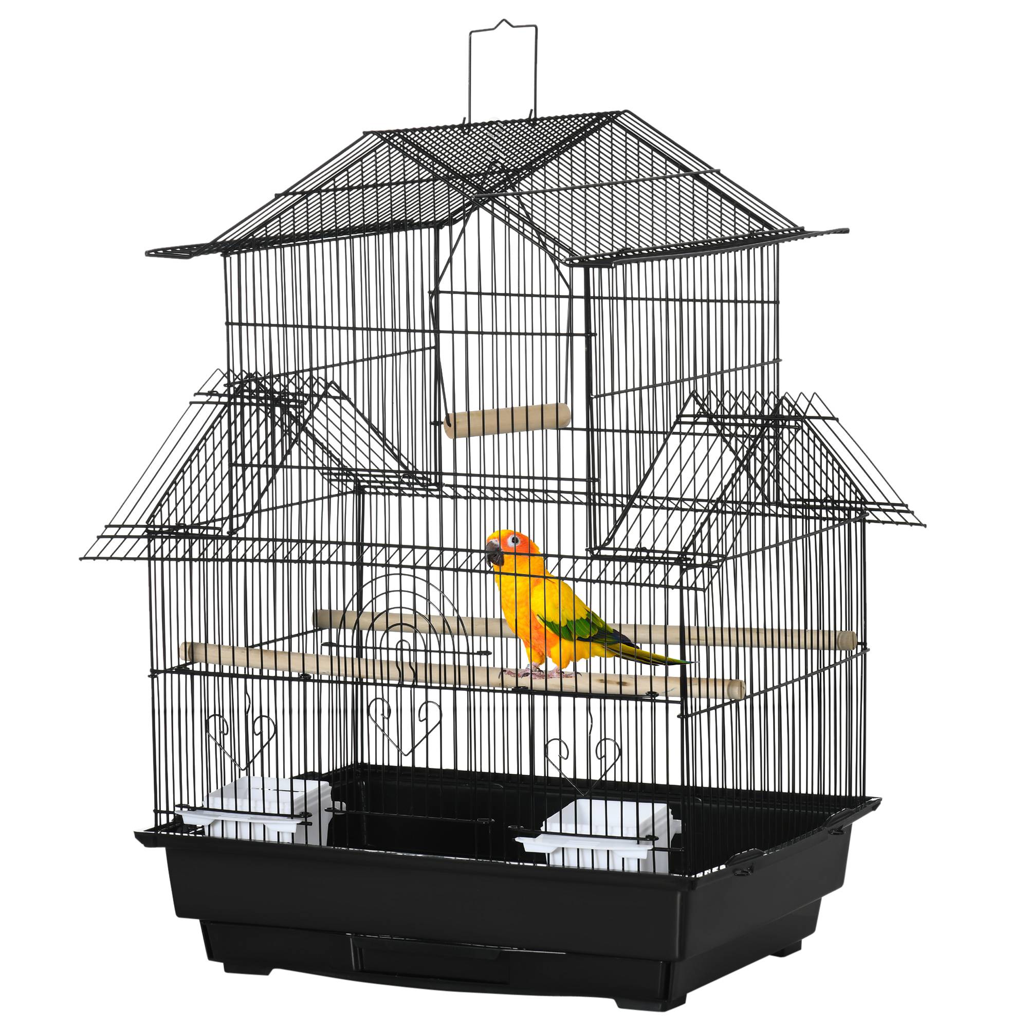 ComfortXL - Cage à oiseaux métal et plastique noire 50,5 x 41 x 63 cm avec poignée pour petits oiseaux - ComfortXL Outdoor Living - Image 2