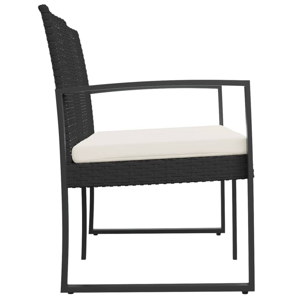 ComfortXL - Banc de Jardin 2 Places Plastique Aspect Rotin avec Coussins Crème Noir 103cm – ComfortXL Outdoor Living - Image 4