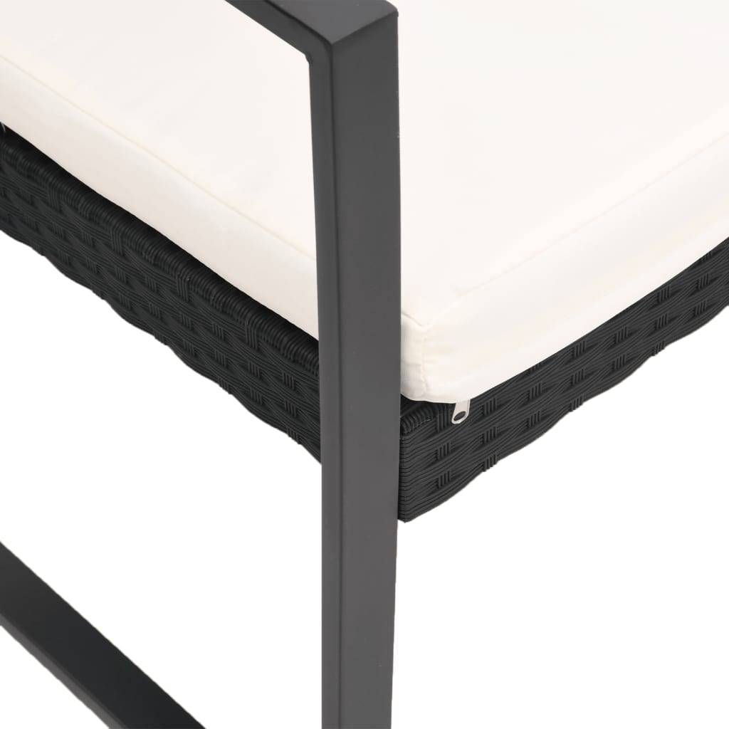 ComfortXL - Banc de Jardin 2 Places Plastique Aspect Rotin avec Coussins Crème Noir 103cm – ComfortXL Outdoor Living - Image 5