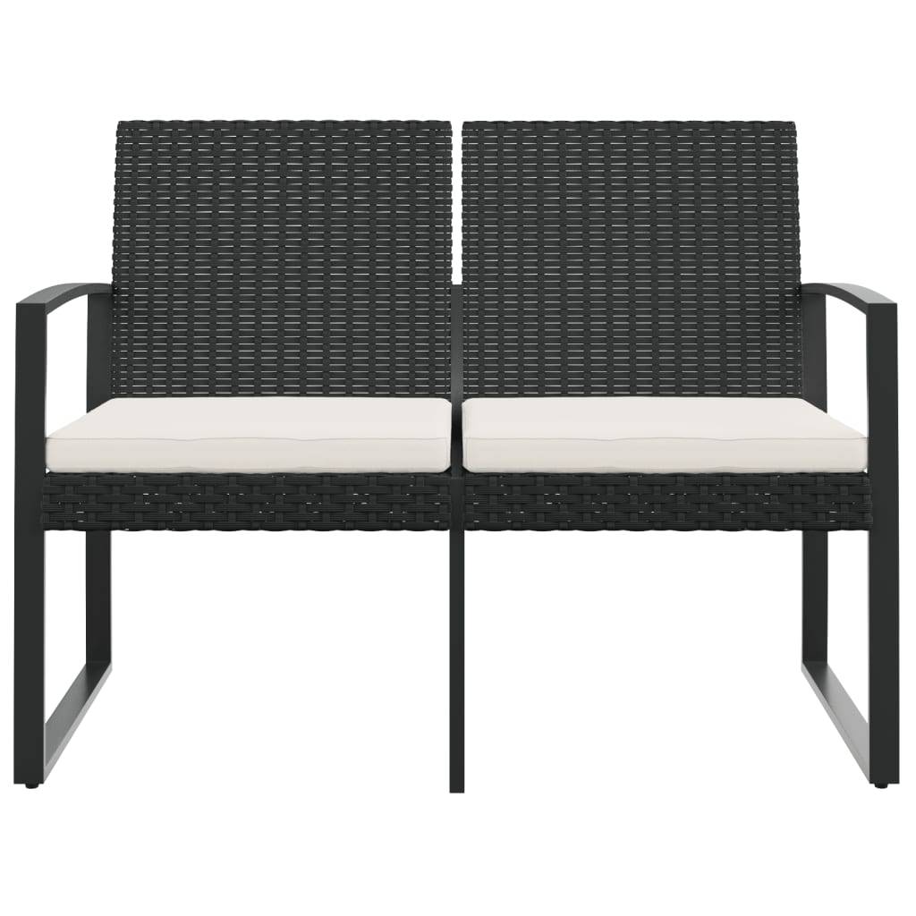 ComfortXL - Banc de Jardin 2 Places Plastique Aspect Rotin avec Coussins Crème Noir 103cm – ComfortXL Outdoor Living - Image 3