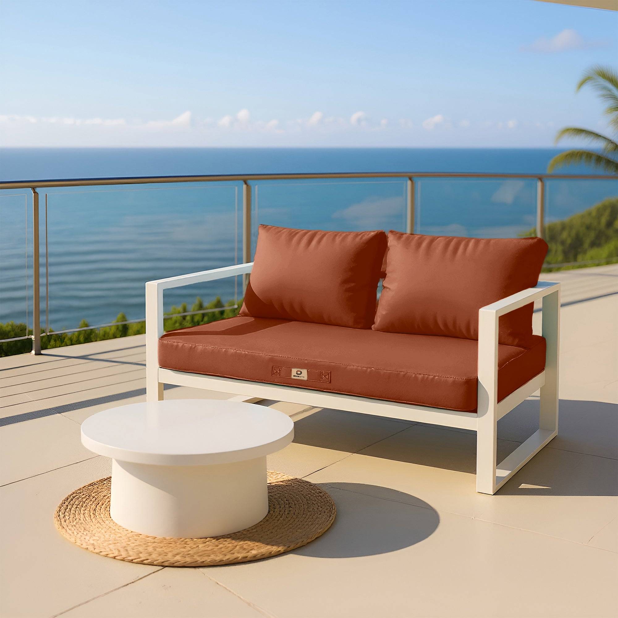 Coussins pour salon de jardin déhoussable 100x50cm Terracotta - Déco arts - Image 2
