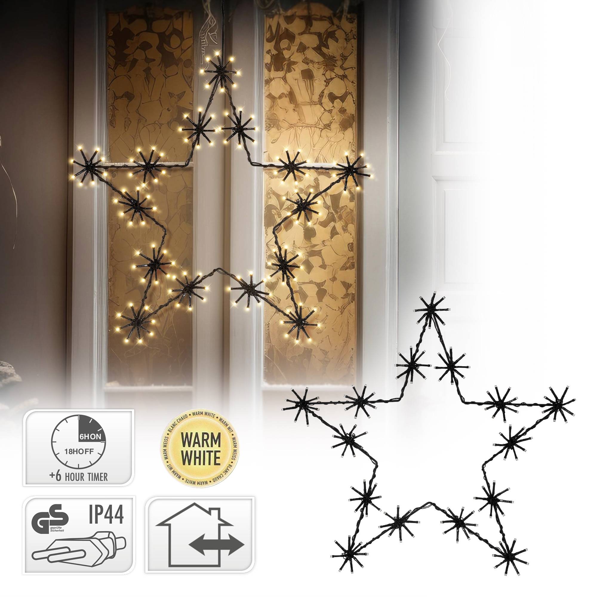 Ecd-Germany - Étoile de Noël  à LED 50 cm ornement décoration d'hiver lumineuse en métal IP44 - Image 2