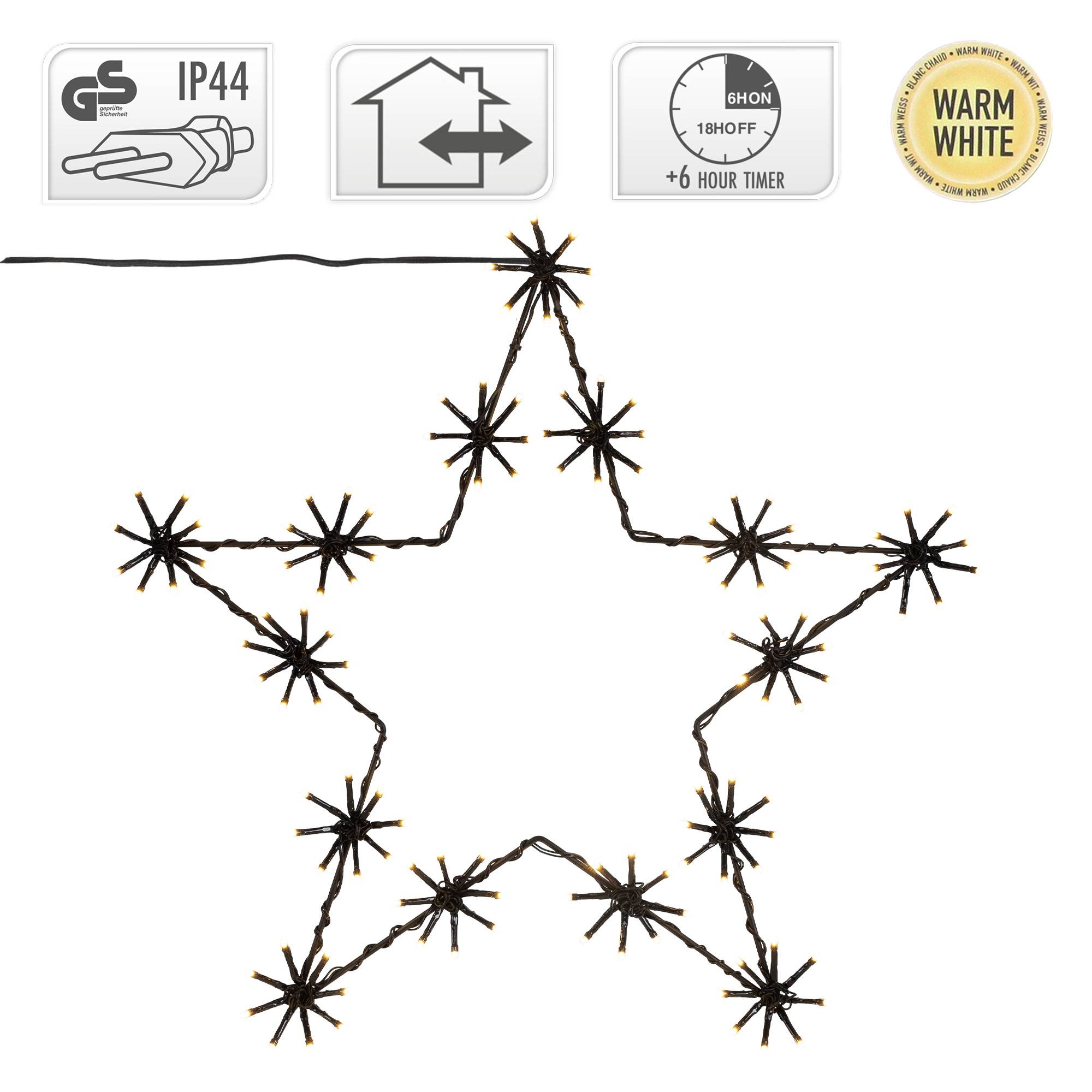 Ecd-Germany - Étoile de Noël  à LED 50 cm ornement décoration d'hiver lumineuse en métal IP44 - Image 5