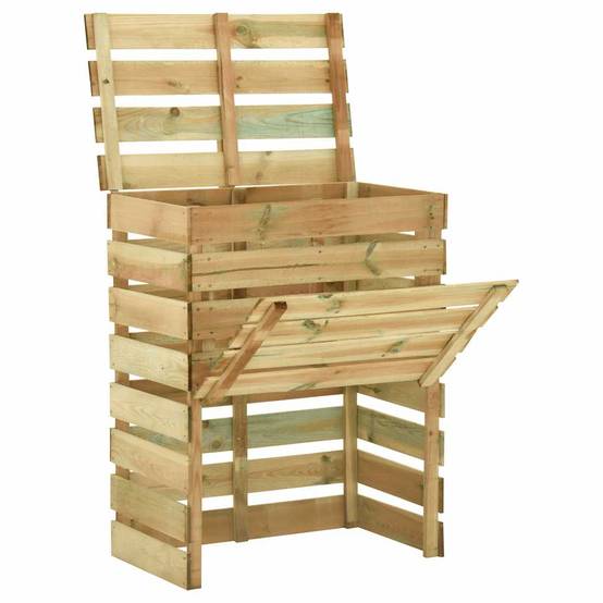 ComfortXL - Lot de 2 Composteurs Jardin Bois Pin Imprégné à Lattes 80x50x100 cm Compostage Naturel Brun - ComfortXL Outdoor Living - Image 2
