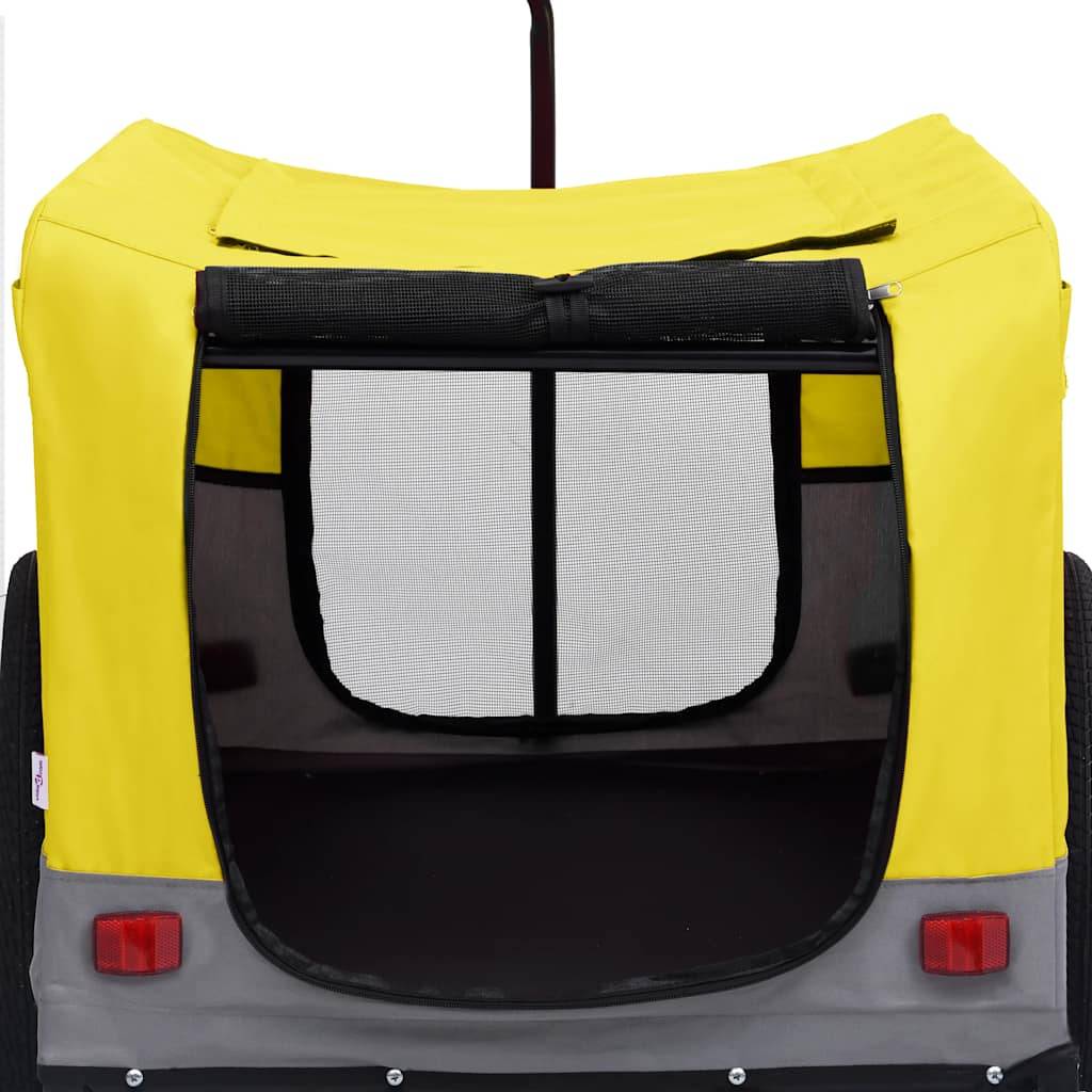 Remorque vélo poussette 2-en-1 acier et tissu oxford jaune et gris 131 x 63.5 x 107 cm - PANGIVO - Image 7