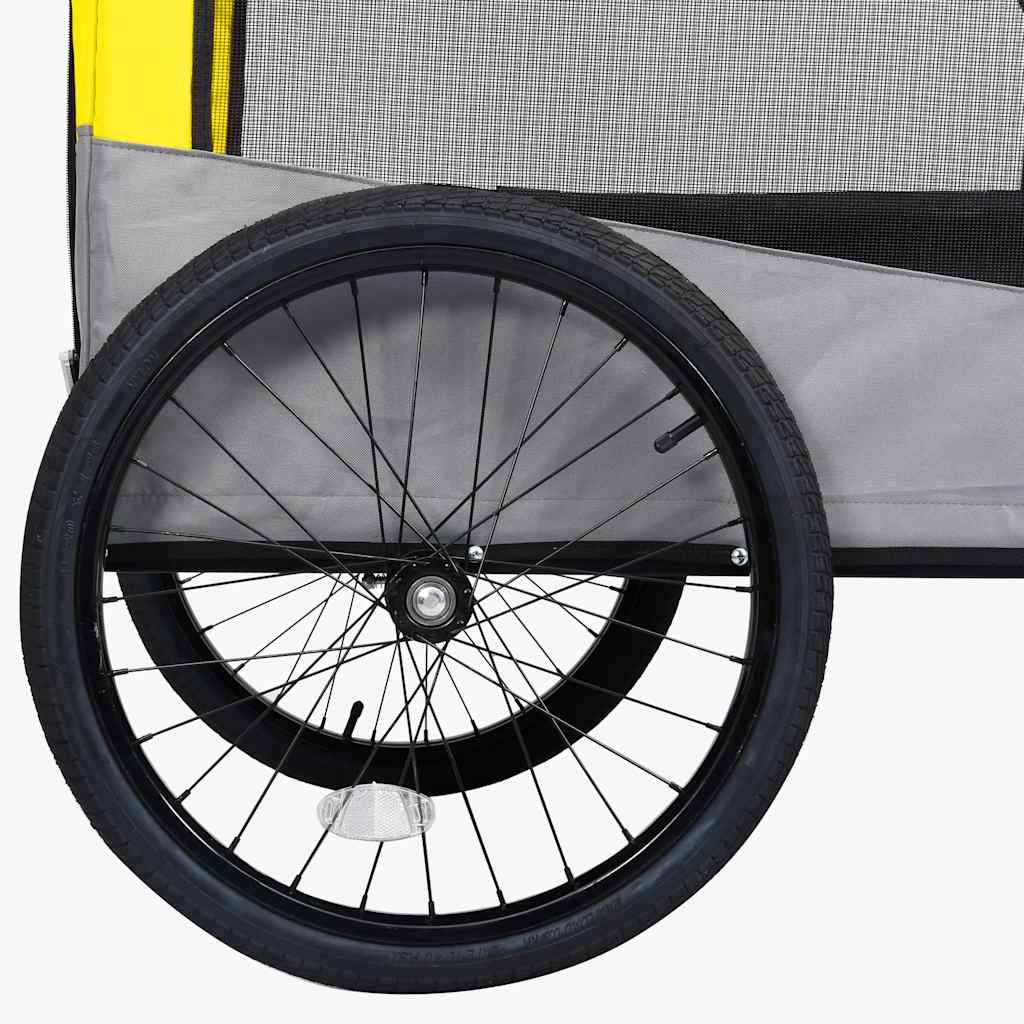 Remorque vélo poussette 2-en-1 acier et tissu oxford jaune et gris 131 x 63.5 x 107 cm - PANGIVO - Image 9