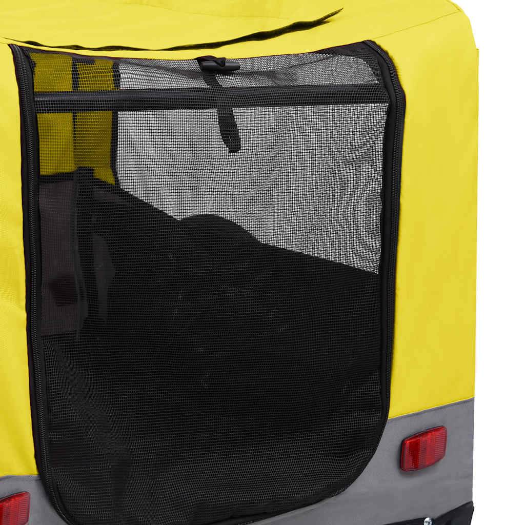 Remorque vélo poussette 2-en-1 acier et tissu oxford jaune et gris 131 x 63.5 x 107 cm - PANGIVO - Image 8