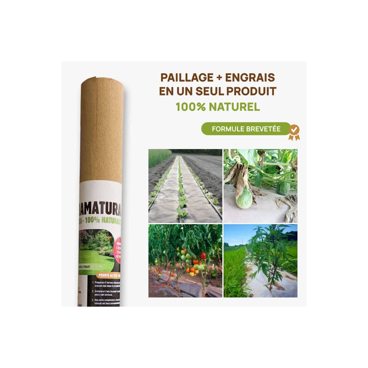 Kit Toile de paillage Papier Kraft 0.9 x 20m + 60 Piquets Bois fixation Paillage Autodégradable Anti mauvaises herbes Jardin - Image 7