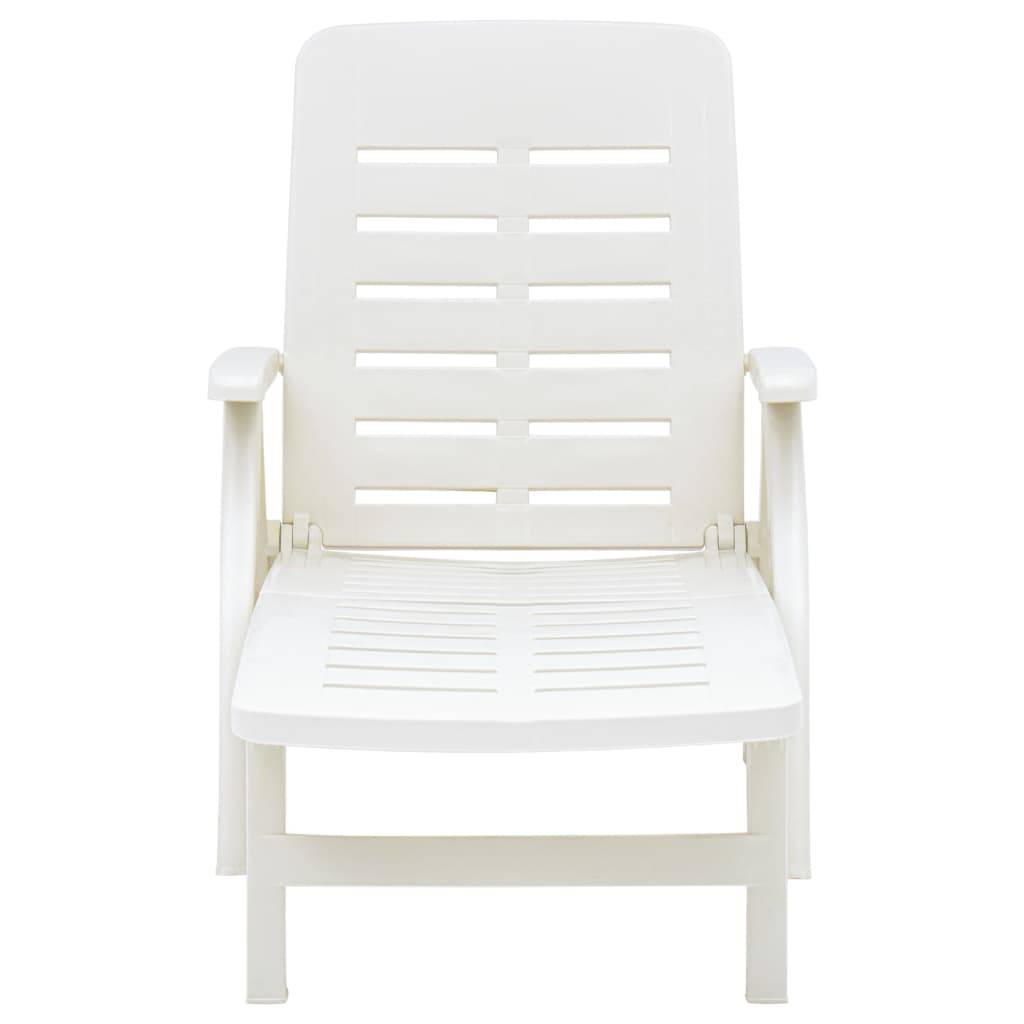 Bain De Soleil pliable, Transat, Chaise longue Plastique Blanc MP262 - Image 1