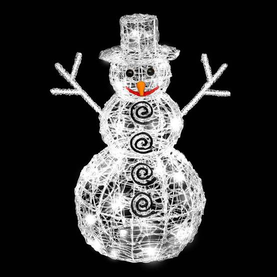 Forme acrylique bonhomme de neige 3D lumineuse 80 LED H.60cm extérieur blanc froid FEERIC LIGHTS & CHRISTMAS - Image 1