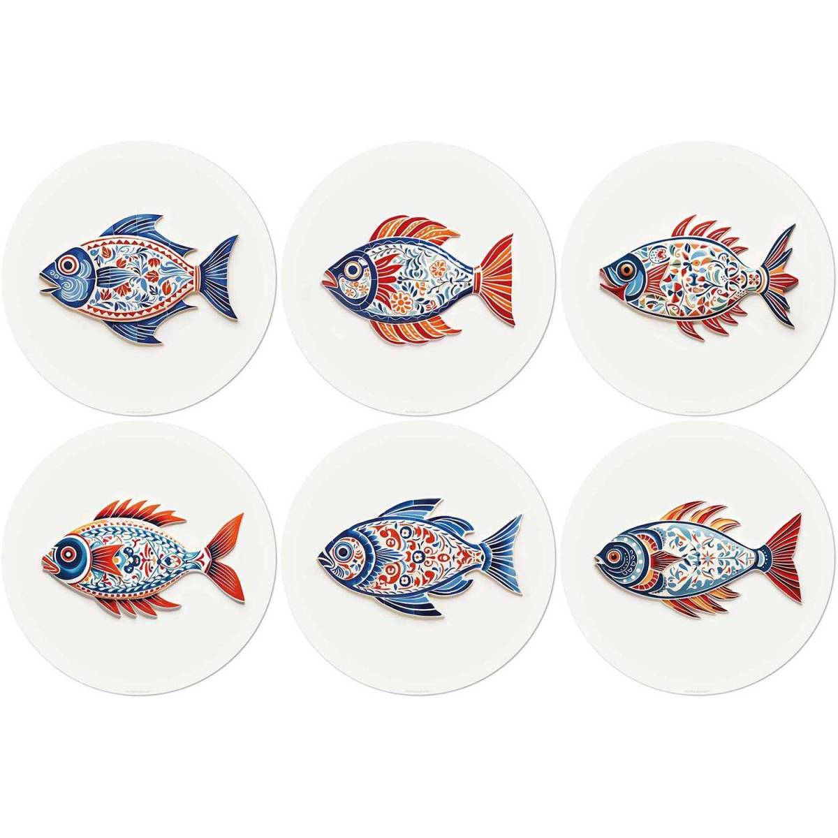 Set de table en vinyle 38 cm Fish Lot de 6 sets de table motifs assortis