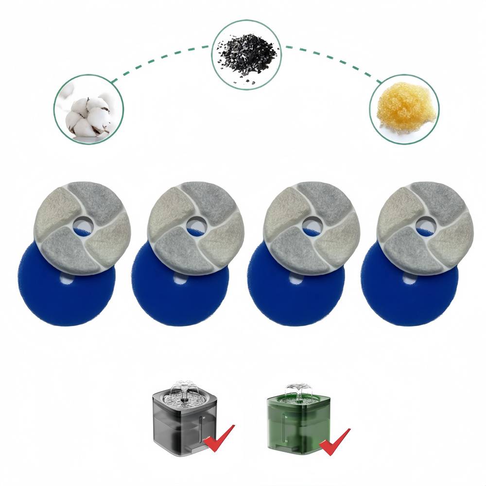 Dispenseur d'eau pour animaux de compagnie en forme de fleur Élément filtrant 10 pièces MCBOSON - Image 1