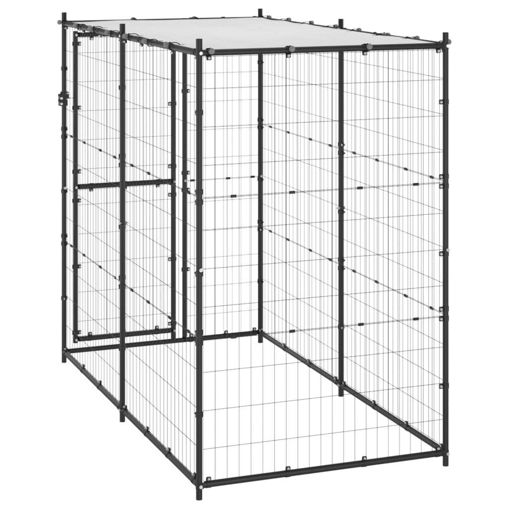 Helloshop26 - Chenil extérieur cage enclos parc animaux chien d'extérieur pour chiens acier avec toit 110 x 220 x 180 cm - Image 5