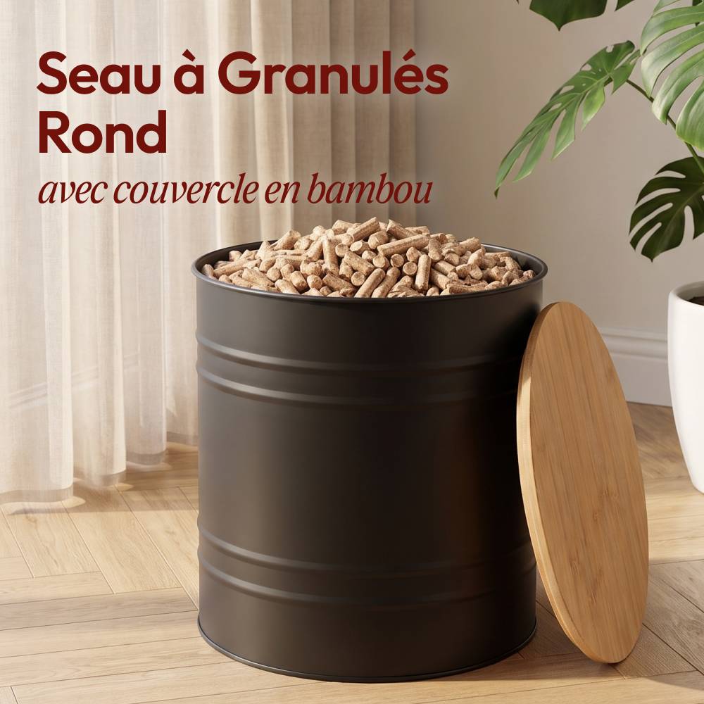 Réservoir Pellets & Granulés Rond, Cap. 15kg, Métal Noir CASABEL - Image 3
