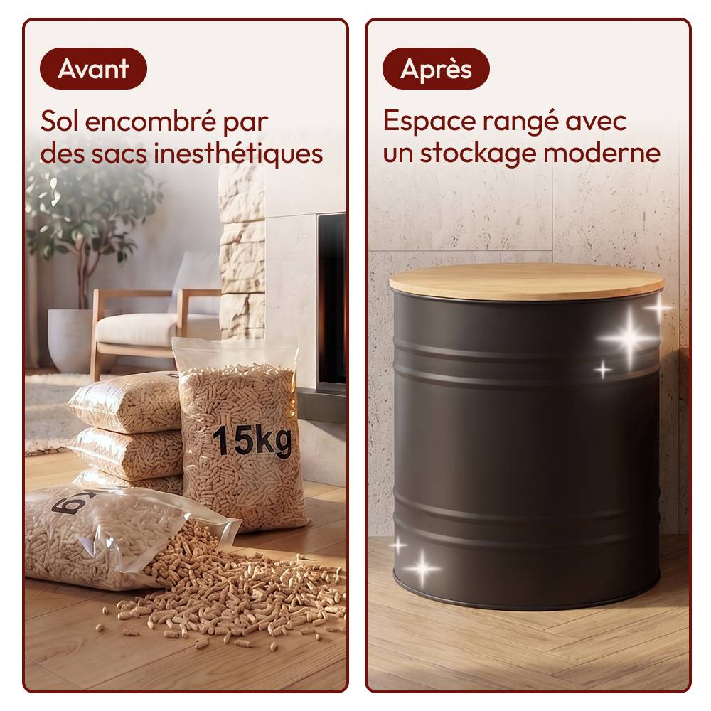Réservoir Pellets & Granulés Rond, Cap. 15kg, Métal Noir CASABEL - Image 6