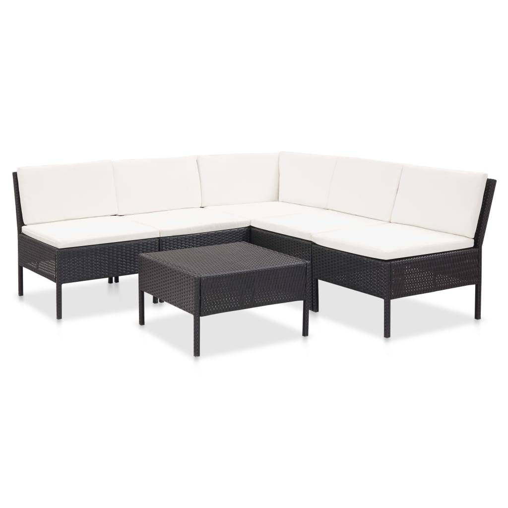 Vidaxl - Salon de jardin 6 pcs avec coussins Résine tressée Noir vidaXL 48936 - Image 1