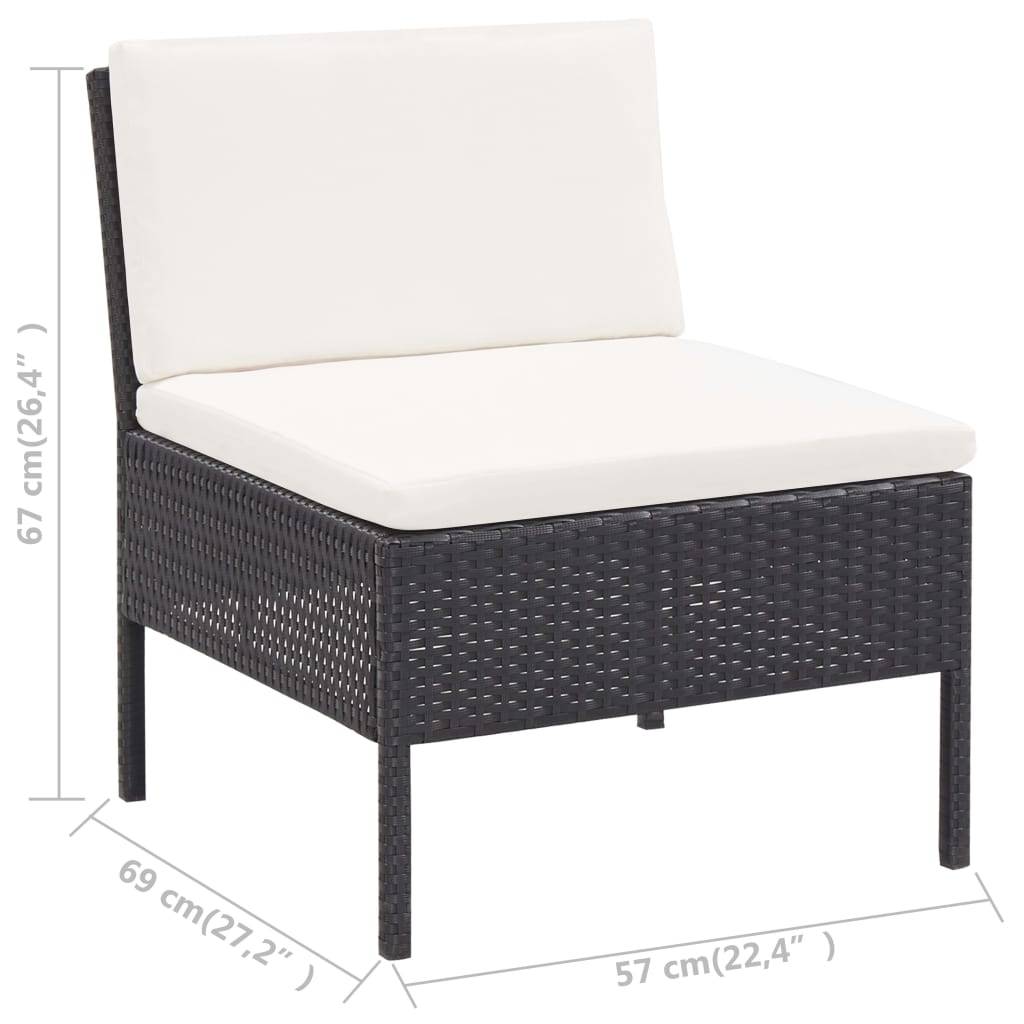 Vidaxl - Salon de jardin 6 pcs avec coussins Résine tressée Noir vidaXL 48936 - Image 3