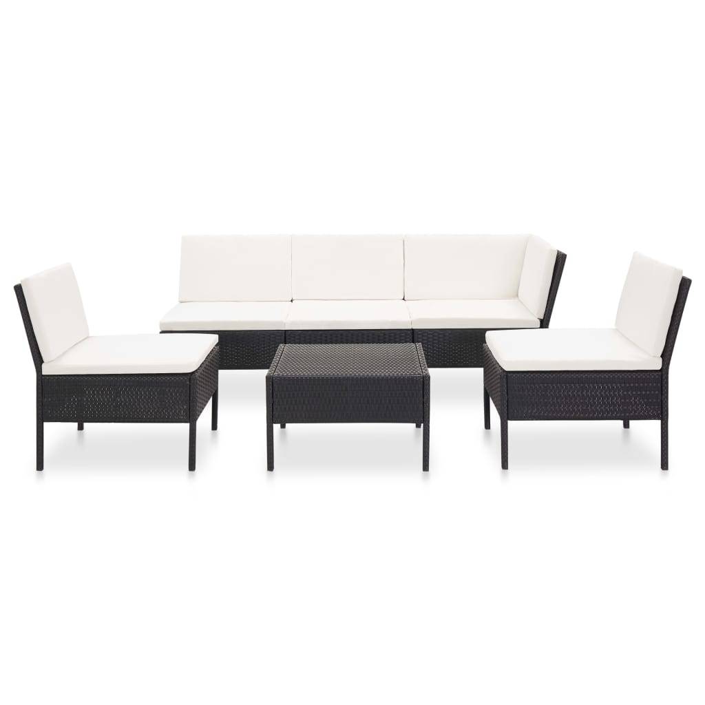 Vidaxl - Salon de jardin 6 pcs avec coussins Résine tressée Noir vidaXL 48936 - Image 2