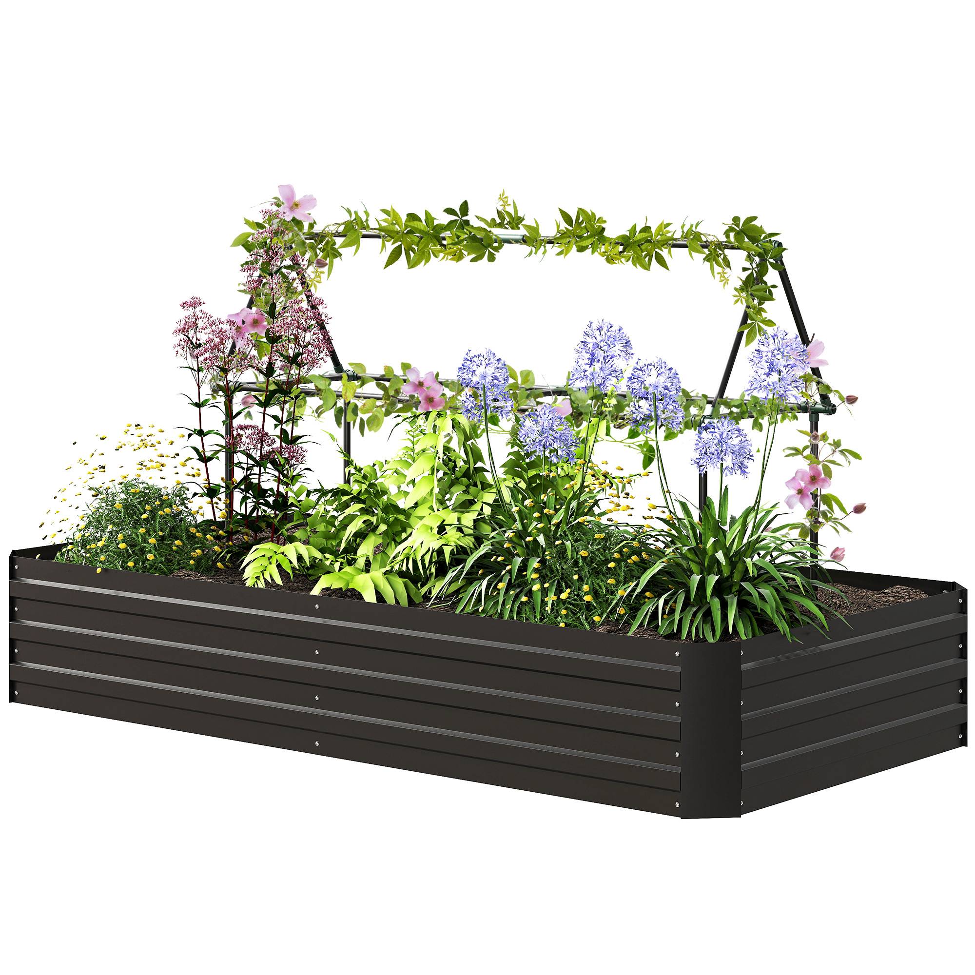 Sans Marque - Carré potager jardinière rectangulaire en acier galvanisé tuteurs pour tomates et plantes grimpantes 180 x 90 x 29,5 cm - Image 2