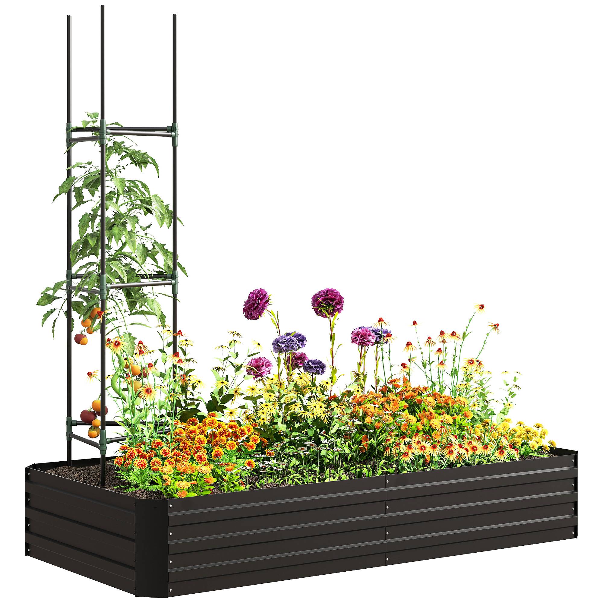 Sans Marque - Carré potager jardinière rectangulaire en acier galvanisé tuteurs pour tomates et plantes grimpantes 180 x 90 x 29,5 cm - Image 1