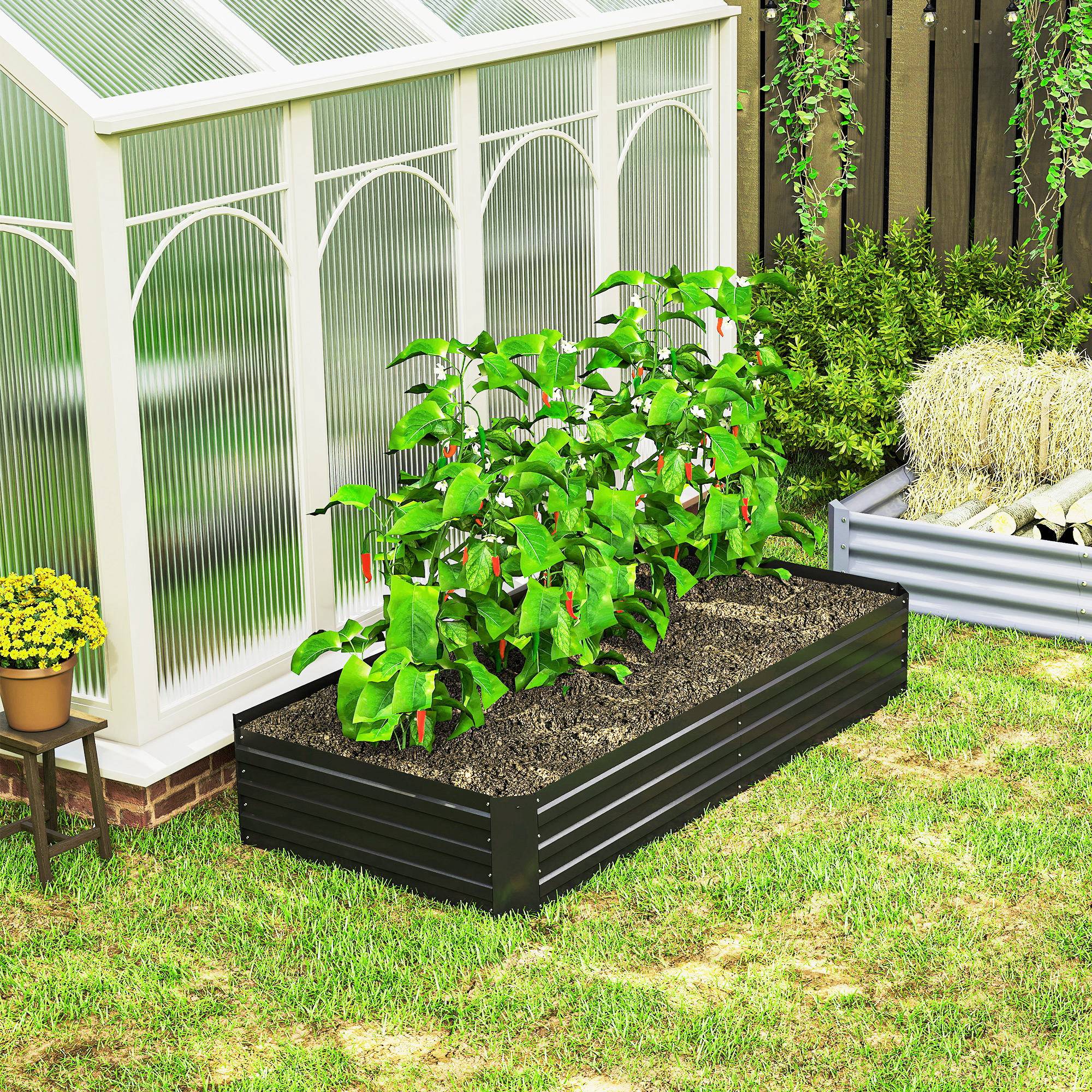 Sans Marque - Carré potager jardinière rectangulaire en acier galvanisé tuteurs pour tomates et plantes grimpantes 180 x 90 x 29,5 cm - Image 10