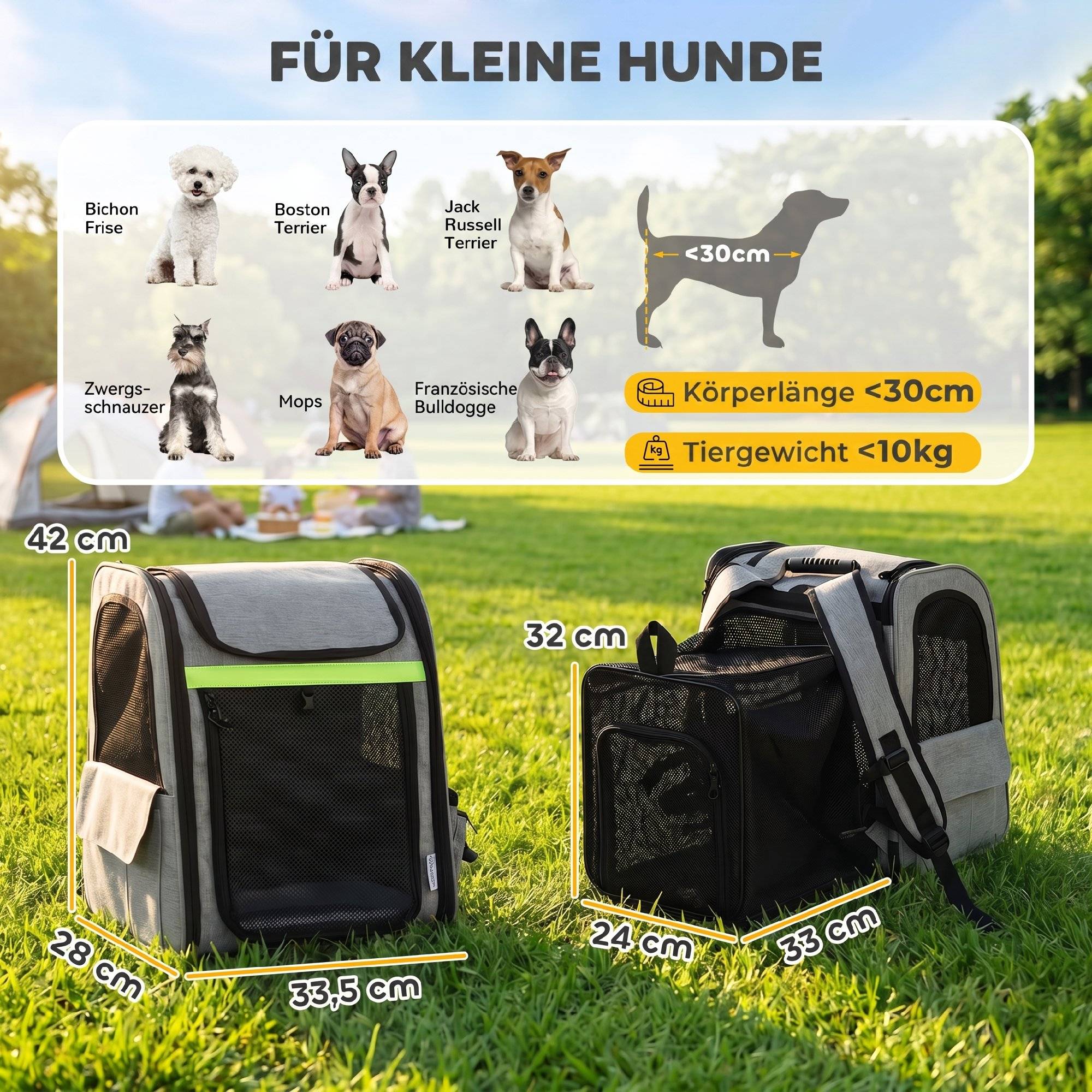 Sac de transport extensible pour chien et chat polyester poches multiples gris clair - ComfortXL Outdoor Living - Image 5