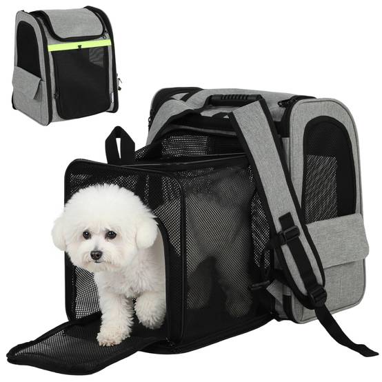 Sac de transport extensible pour chien et chat polyester poches multiples gris clair - ComfortXL Outdoor Living - Image 1