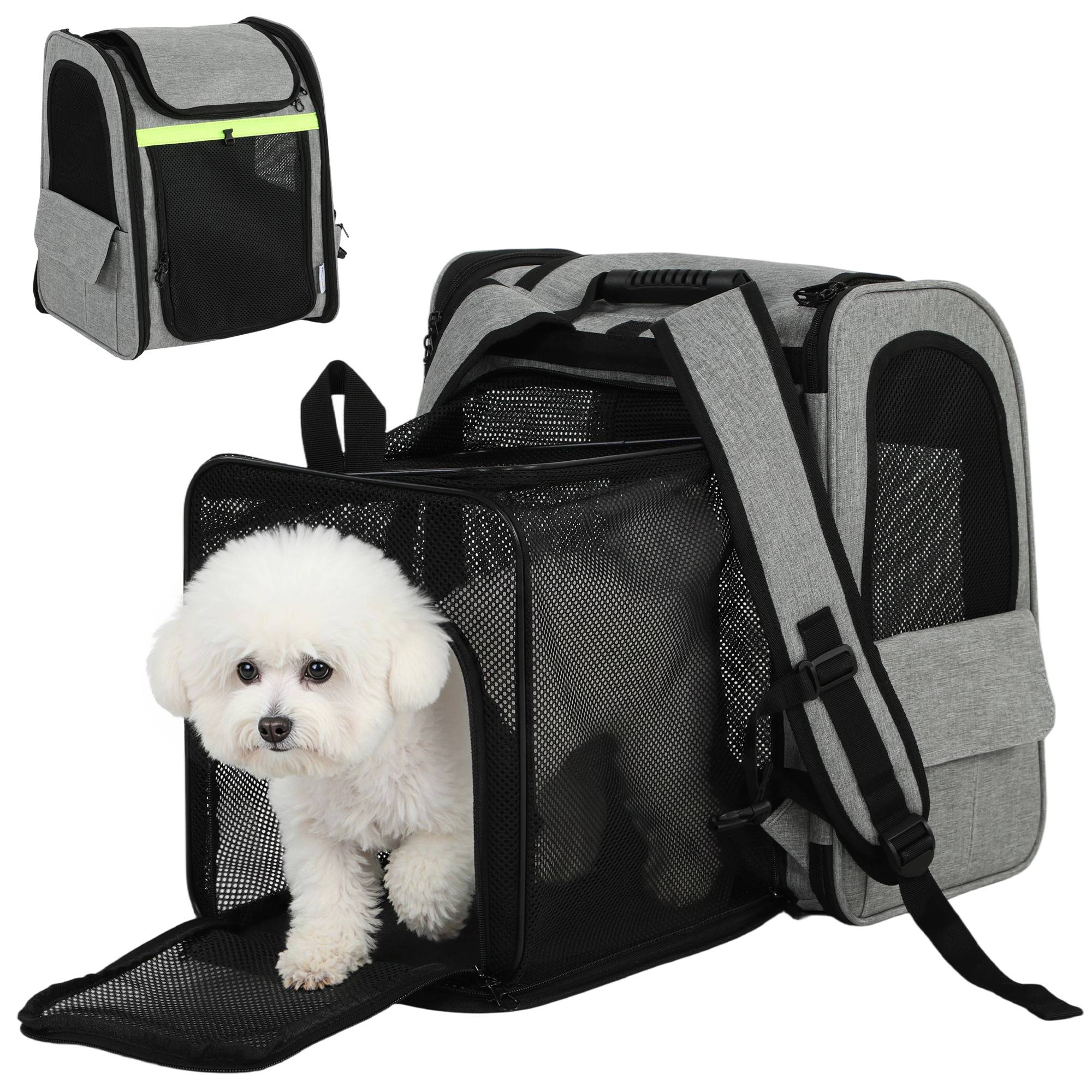 Sac de transport extensible pour chien et chat polyester poches multiples gris clair - ComfortXL Outdoor Living - Image 1