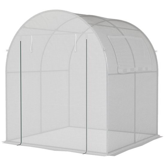 Serre de jardin acier bâche plastique pour semis fleurs fenêtres 180x180x200cm blanc - ComfortXL Outdoor Living - Image 2