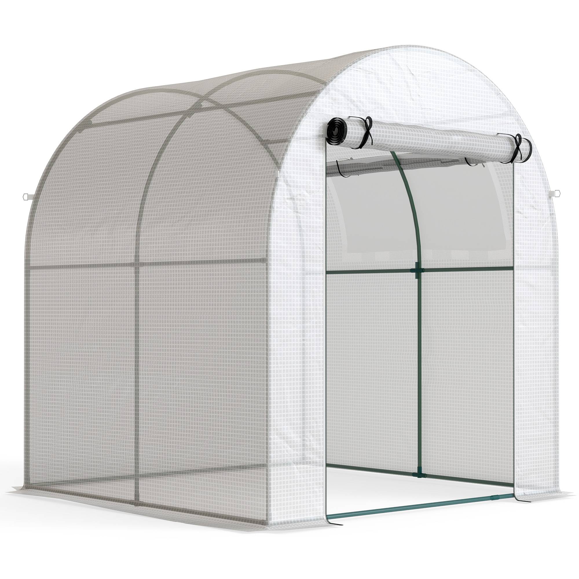 ComfortXL - Serre tunnel de jardin acier PE 180 x 180 x 200 cm blanche porte et fenêtre enroulables - ComfortXL Outdoor Living - Image 2